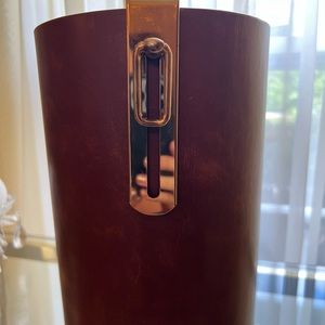 11 by 8 inches large capacity MCM brown and brass ice bucket